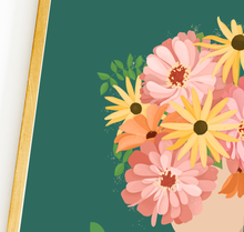 Lade das Bild in den Galerie-Viewer, Detailaufnahme Blumen auf dem Kopf einer Frau