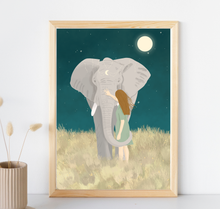 Lade das Bild in den Galerie-Viewer, Kunstdruck Elefant und Frau