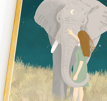 Lade das Bild in den Galerie-Viewer, Kunstdruck Elefant und Frau