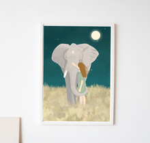 Lade das Bild in den Galerie-Viewer, Kunstdruck Elefant und Frau