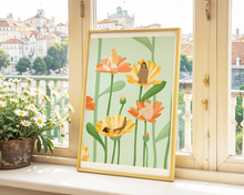 Lade das Bild in den Galerie-Viewer, florales Poster mit Motiv von Blumen und Frauen in grün