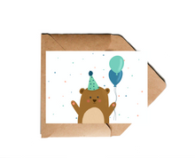 Lade das Bild in den Galerie-Viewer, süße Geburtstagskarte Bär mit Ballons