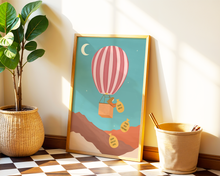 Lade das Bild in den Galerie-Viewer, Mutmachender Psychologie Kunstdruck negative Gedanken loswerden mit Motiv eines aufsteigendem Ballons in harmonischen Farben