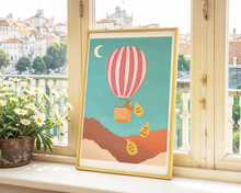 Lade das Bild in den Galerie-Viewer, psychologisches Poster zu dysfunktionalen Gedanken mit Illustration eines Ballons, aus dem zum Steigen die Gedanken losgelassen werden