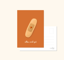 Lade das Bild in den Galerie-Viewer, Postkarte um gute Besserung zu wüschen in rot mit Spruch alles wird gut