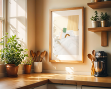Lade das Bild in den Galerie-Viewer, Küche Dekoration mit Kaffee Kunstdruck in hellen freundlichen Farben