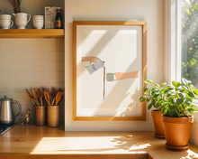 Lade das Bild in den Galerie-Viewer, Dekoration einer Küche mit Illustration von Händen, die Kaffee beim Eingießen verschütten