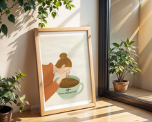 Lade das Bild in den Galerie-Viewer, Poster Erwachsen werden mit Kaffee Illustration und Zitat