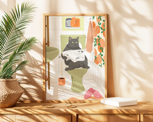 Lade das Bild in den Galerie-Viewer, witziges Bad Poster mit Bild einer Katze auf dem WC