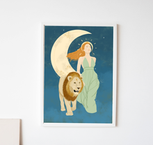 Lade das Bild in den Galerie-Viewer, Kunstdruck Löwe und Frau