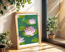 Lade das Bild in den Galerie-Viewer, botanisches Lotus Poster mit Achtsamkeitsmeditation