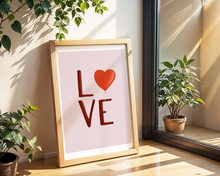 Lade das Bild in den Galerie-Viewer, Valentinstag Dekoration mit Kunstdruck LOVE in A3