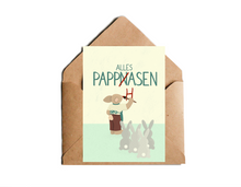 Lade das Bild in den Galerie-Viewer, humorvolle Karte zu Ostern mit Wortspiel und Hasen Illustration