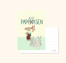 Lade das Bild in den Galerie-Viewer, besondere Postkarte zu Ostern mit witzigem Wortspiel und moderner Illustration eines schreibenden Hasen