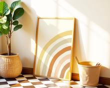 Lade das Bild in den Galerie-Viewer, neutrale Wanddekoration mit großem Regenbogen Poster in Erdtönen