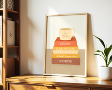 Lade das Bild in den Galerie-Viewer, Kunstdruck mit aufmunternden Erinnerungen an dich selbst auf Büchern du bist wertvoll und du bist genug im boho Stil
