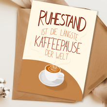 Lade das Bild in den Galerie-Viewer, Nahaufnahme der Karte zum Ruhestand mit Spruch