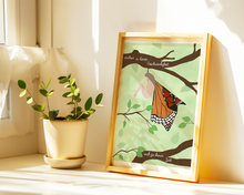 Lade das Bild in den Galerie-Viewer, Kunstdruck inneres Wachstum in A4 mit Motiv einer Raupe, die zum Schmetterling wird und Spruch wachse in deiner Geschwindigkeit und zu deiner Zeit