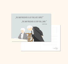 Lade das Bild in den Galerie-Viewer, Postkarte zu Silvester mit Spruch aus Diner for One und Illustration von Sophie und James als kleine Geschenkidee zum neuen Jahr