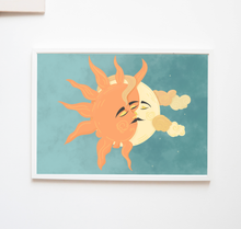 Lade das Bild in den Galerie-Viewer, Print mit Illustration von Sonne und Mond