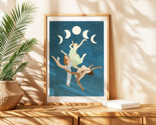 Lade das Bild in den Galerie-Viewer, inspirierendes Tanz Wandbild mit femininem Motiv tanzender Frauen und Sternenhimmel