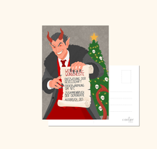 Lade das Bild in den Galerie-Viewer, Weihnachtskarte mit politischer Botschaft für gesellschaftichen Zusammenhalt und gegen Rechts mit witzigem Teufelmotiv und schwarzem Humor