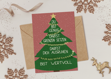 Lade das Bild in den Galerie-Viewer, Weihnachtskarte, die Zuversicht und Mut mit Mut machenden Worten vermitteltelt mit passendem Recycling Briefumschlag