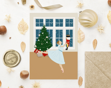Lade das Bild in den Galerie-Viewer, klassische Ballett Weihnachtskarte mit Bild einer Szene aus dem Ballett der Nussknacker
