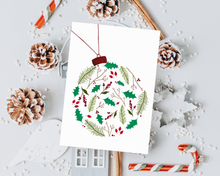 Lade das Bild in den Galerie-Viewer, Weihnachtskarte florale Christbaumkugel