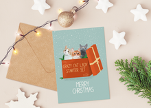 Lade das Bild in den Galerie-Viewer, humorvolle Weihnachtsgeschenke für Katzenfans als Weihnachtskarte in modernem Design mit passendem Kraftpapier Briefumschlag