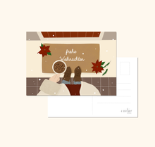 Lade das Bild in den Galerie-Viewer, Weihnachtskarte mit Boho Hygge Illustration und Schriftzug frohe Weihnachten