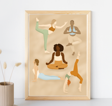 Lade das Bild in den Galerie-Viewer, Illustration von Frauen in verschiedenen Yogaposen als Poster in A4