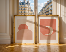 Lade das Bild in den Galerie-Viewer, Poster Set im boho-Stil mit Sonne und Mond in warmen Farben