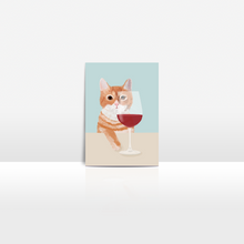 Lade das Bild in den Galerie-Viewer, Katze mit Wein Postkarte
