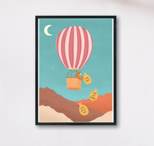 Lade das Bild in den Galerie-Viewer, Kunstdruck mit Illustration eines Ballons, der nur höher steigen kann, indem dysfunktionale Grundüberzeugungen losgelassen werden