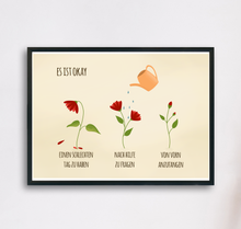 Lade das Bild in den Galerie-Viewer, Aufmunternder Kunstdruck mit Blumen Illustration Es ist okay, einen schlechten Tag zu haben, nach Hilfe zu fragen, von vorn anzufangen