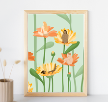 Lade das Bild in den Galerie-Viewer, feministischer Kunstdruck mit Abbildung von Frauen mit verschiedenen Hautfarben in Bumenblüten