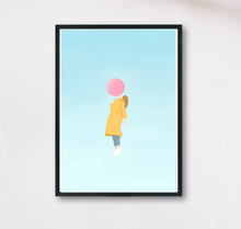 Lade das Bild in den Galerie-Viewer, Kunstdruck mit Illustration eines im Himmel fliegenden Mädchens