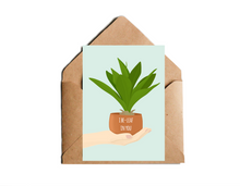 Lade das Bild in den Galerie-Viewer, aufmunternde Postkarte ich glaube an dich mit Wortspiel Spruch und Pflanzen Illustration