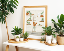 Lade das Bild in den Galerie-Viewer, Kunstdruck Nimm dir was du brauchst mit Bedürfnissen und Wünschen als Pflanzen in einem Bücherregal