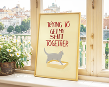 Lade das Bild in den Galerie-Viewer, lustige Dekoration mit Spruch Poster trying to get my shit together mit Katze
