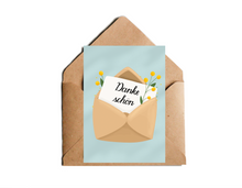 Lade das Bild in den Galerie-Viewer, Dankeskarte Postkarte im Format A6 mit Lettering Dankeschön auf Illustration eines Briefes