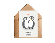 Lade das Bild in den Galerie-Viewer, Karte Liebeund Freundschaft mit Spruch ich habs gut ich hab dich und süßen Pinguinen