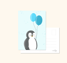 Lade das Bild in den Galerie-Viewer, Geburtstagskarte Pinguin mit Ballons