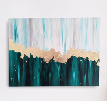 Lade das Bild in den Galerie-Viewer, Leinwand Original Acryl Gemälde grün mit Goldfolie 60x80