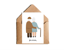 Lade das Bild in den Galerie-Viewer, Liebeskarte für immer mit Illustration eines alten Ehepaares