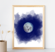 Lade das Bild in den Galerie-Viewer, Kunstdruck aquarell Mond