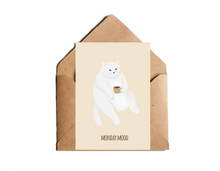 Lade das Bild in den Galerie-Viewer, Postkarte Monday Mood mit Illustration einer grimmigen Karte mit Kaffee