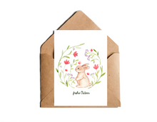 Lade das Bild in den Galerie-Viewer, Osterkarte Hase im Blumenkranz