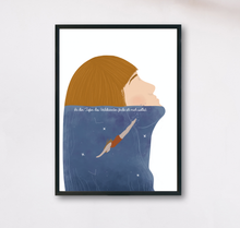 Lade das Bild in den Galerie-Viewer, Kunstdruck zum Thema Selbstfindung im Format A4 mit Illustration und Spruch in den TIefen des Unbekannten finde ich mich selbst